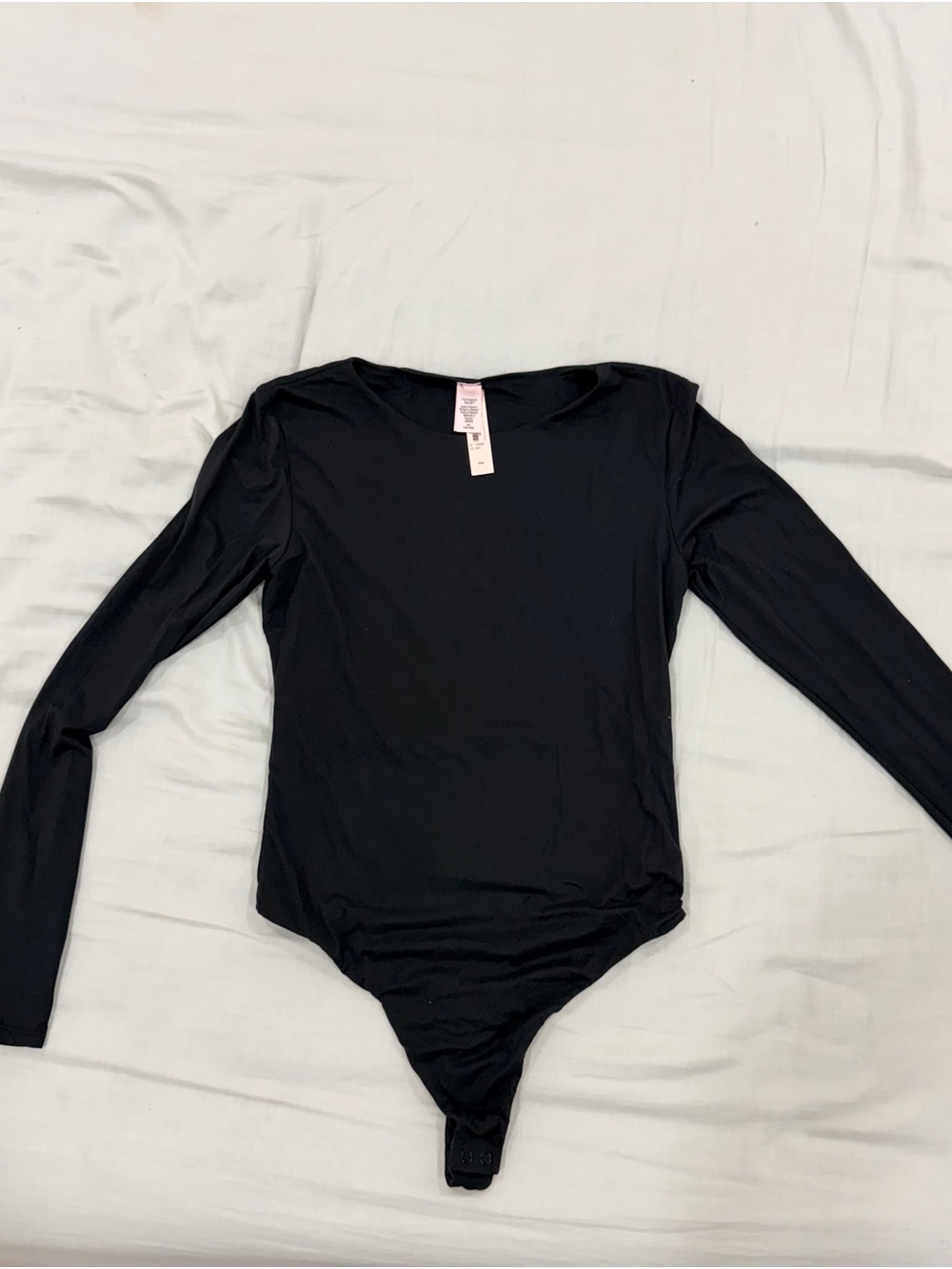 Victoria's Secret Black Crewneck Long-Sleeve Bodysuit